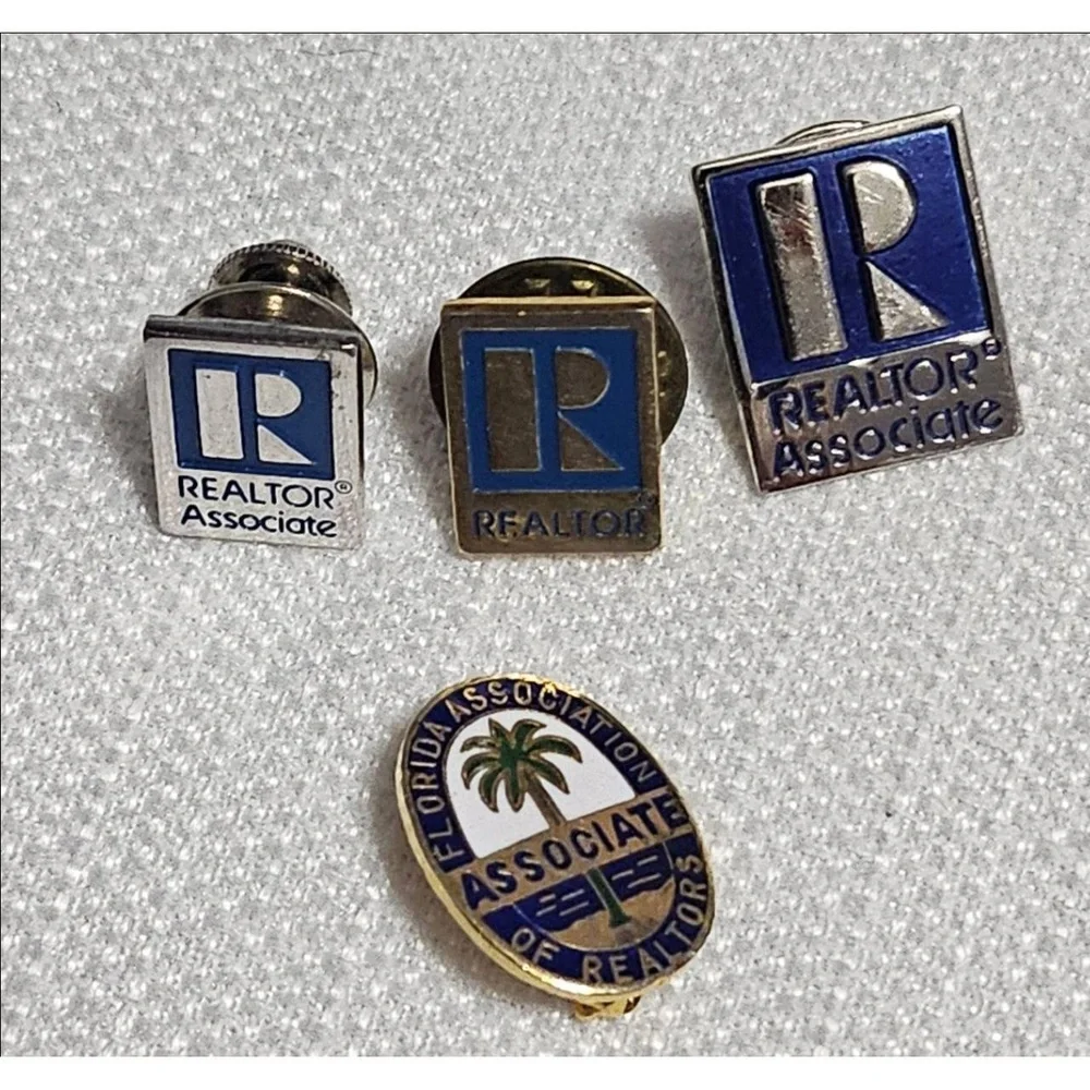 Vtg REALTOR Florida‎ Official Lapel Pins Blue Gold Silver Collectible Set of 4